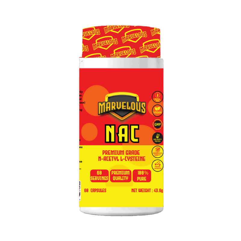 Marvelous N-Acétyl-Cystéine NAC Grade Pharma 600mg 60 Gélules – Précurseur de Glutathion & Détox