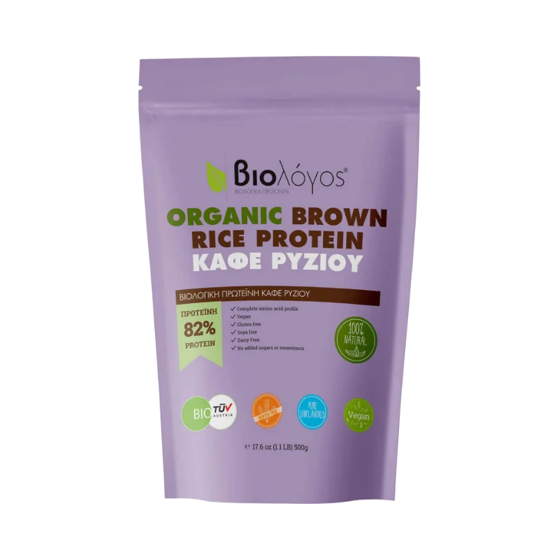 Bioyos Protéine Végétale de Riz Brun Biologique 500g – 82% de Protéines Hypoallergéniques
